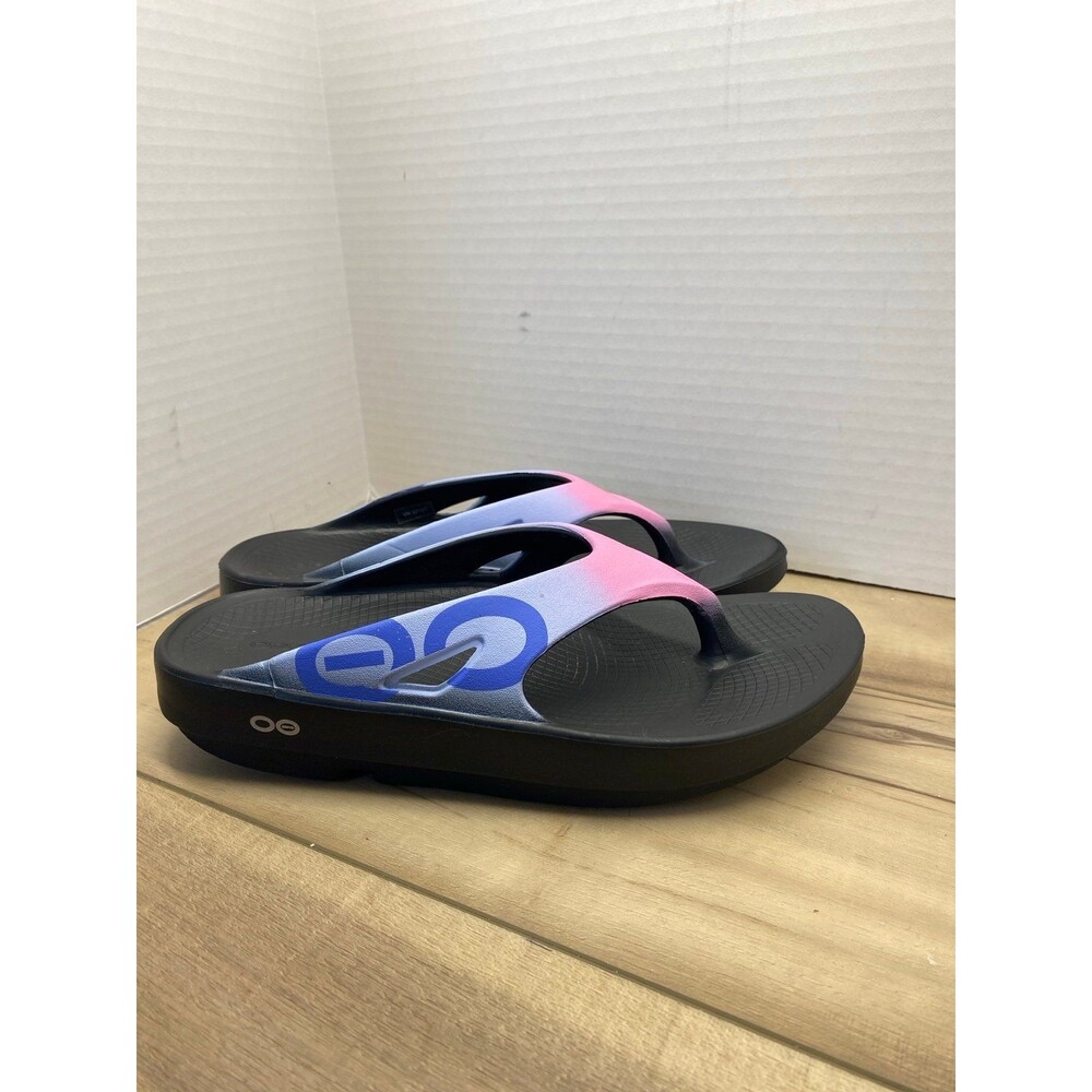 OOFOS OOriginal Sport Sandal Sunset Tide Black Blue Pink Women Size 9
